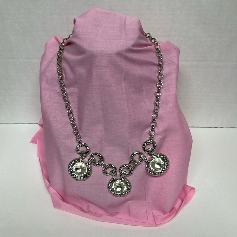 Silver Toned and Clear Rhinestone Necklace